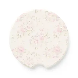 Pink Floral Soapstone Car Coaster, Cute Flower Cup Holder Coaster, Absorbent Stone Car Coaster, Girly Car Accessories, Aesthetic Car Decor