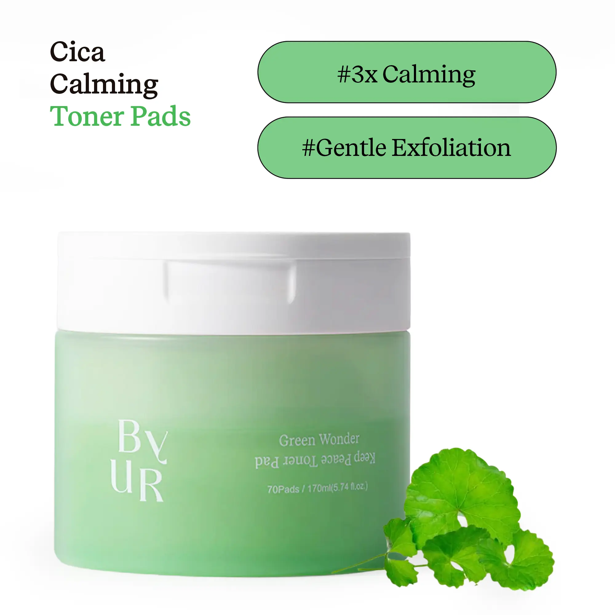 [ByUR] Tea Tree 3X Calming Toner Pads (70 Count) – PHA LHA Gentle Exfoliating Pads for Acne, Pore Care & Oil Control, 100% Organic Cotton, Sensitive Skin
