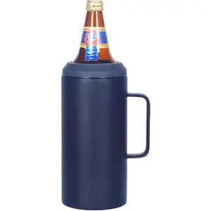 40oz stainless steel cooler, double walled vacuum insulated bottle holder&keeper (Black)