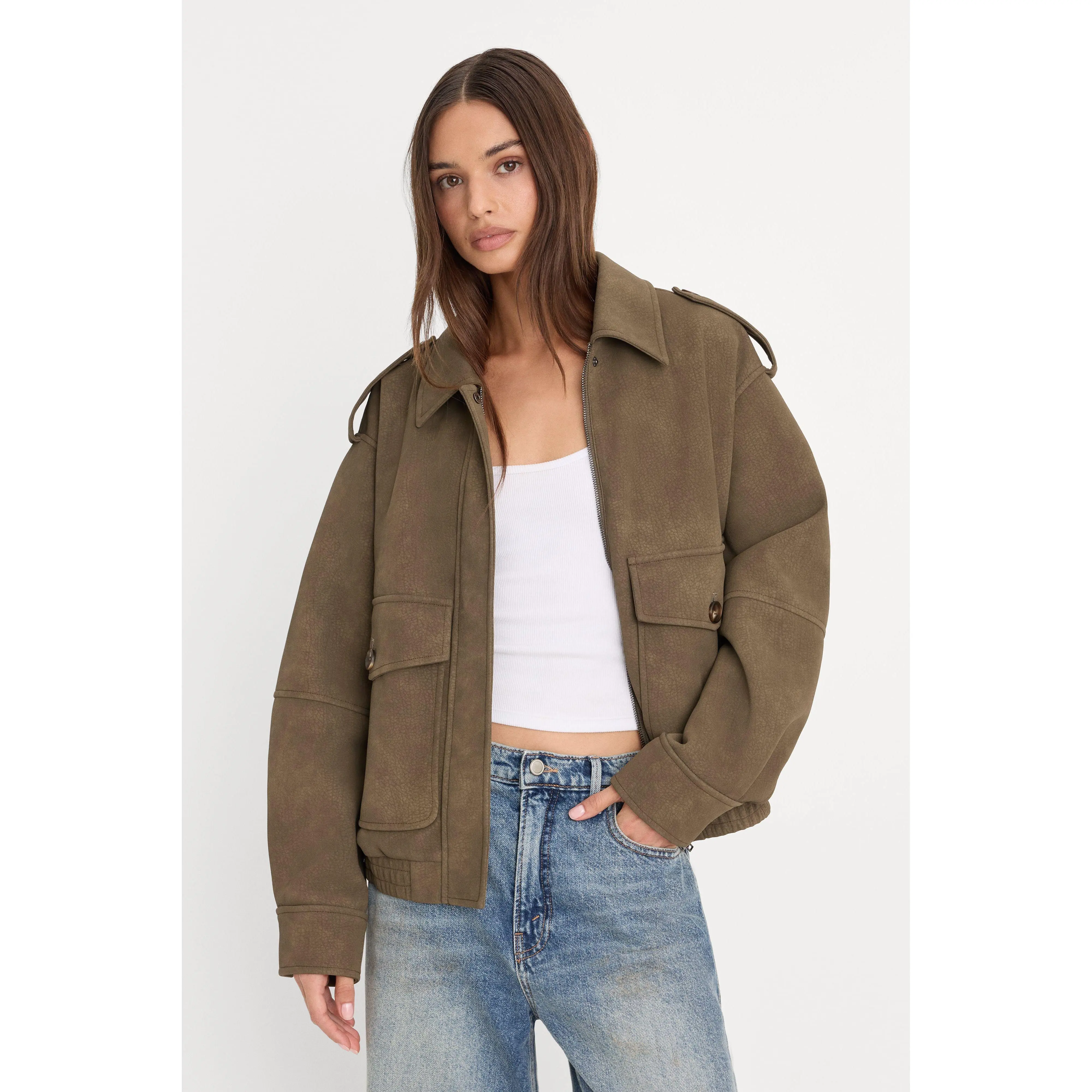 THE BETTER THAN LEATHER BOMBER JACKET | STONE