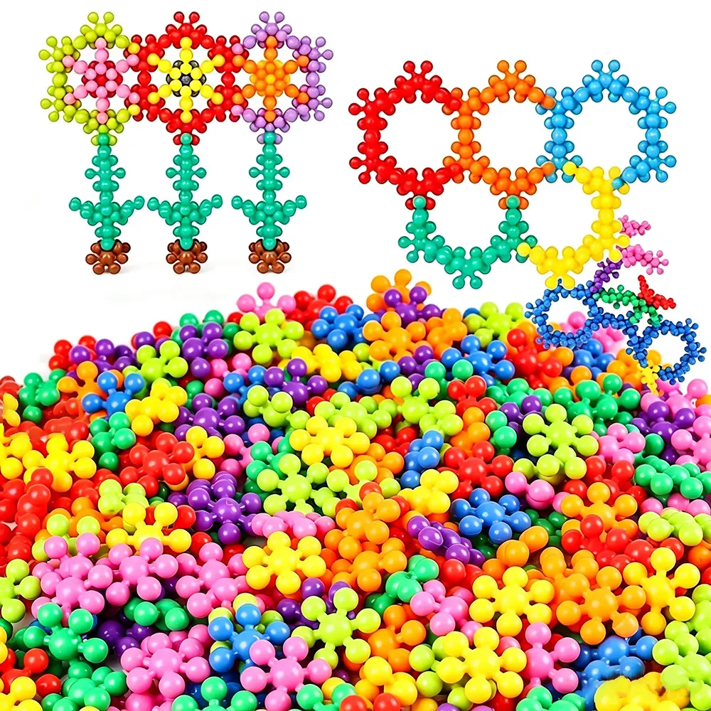Building Blocks Connect Toys Stress Toys, 280/520PCS Snowflake Stem Construction Set for Kids 3+, Learning Gifts for Boys Girls, Multi-Color, Promote Fine Motor Skills and Sensory Development