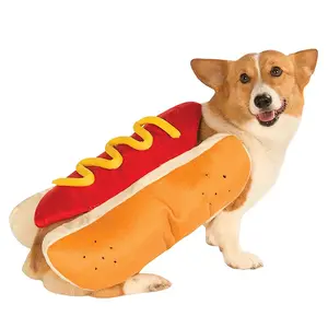 Funny Hot Dog-Dog Costume – Halloween Dachshund Sausage Costume with Mustard for Dogs