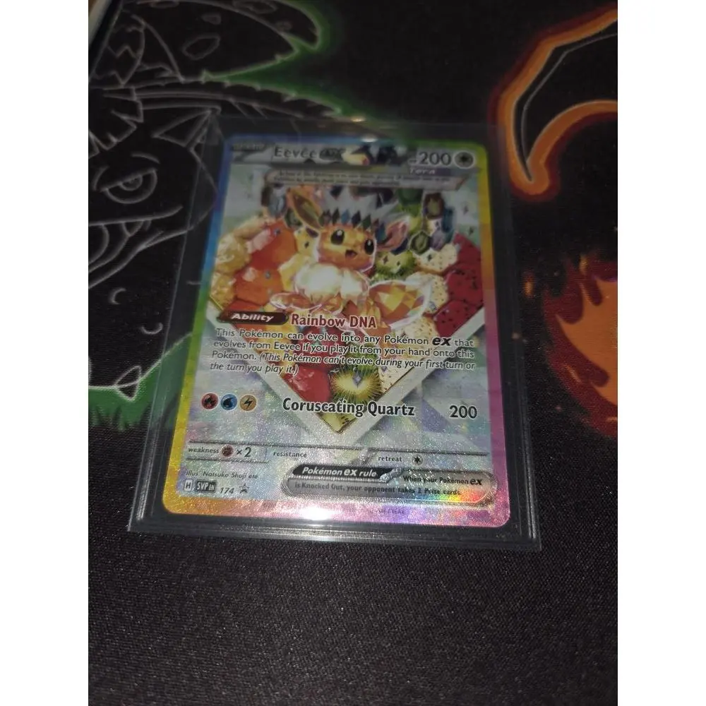 Eevee ex Prismatic Evolutions Full Art Holofoil Card - Rainbow DNA Coruscating Quartz 200 Pokemon EX Rule