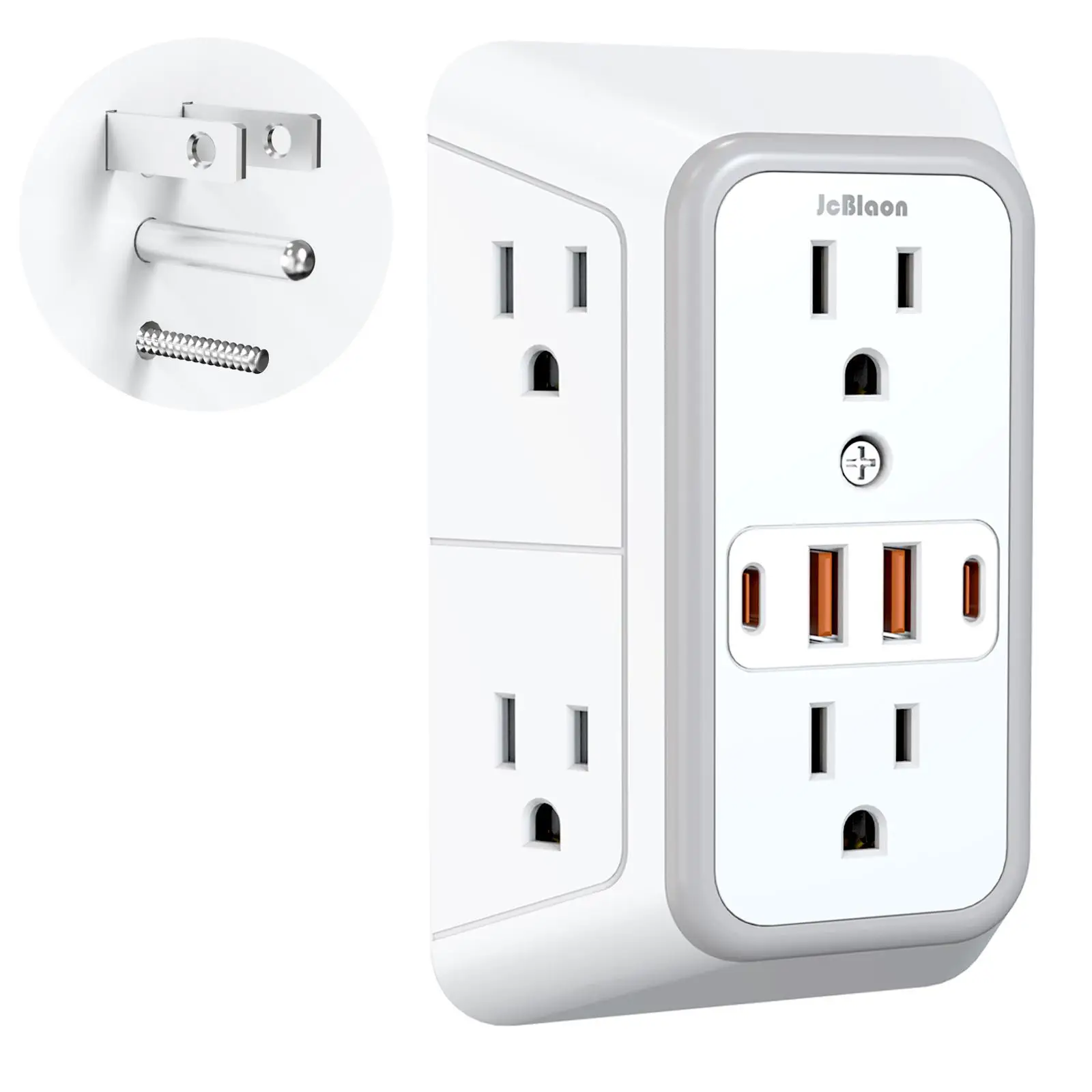 JcBlaon 6 Outlet Surge Protector Wall Charger with 4 USB Ports, Multi Plug for Home, Office, Travel