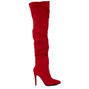 MUSE Pointed Toe Thigh Boots - Red