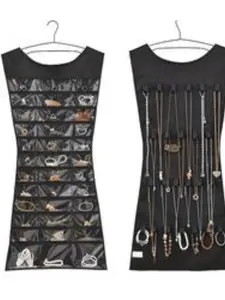 Double-Sided Hanging Jewelry Storage Holder, Large Jewelry Bag Display Stand for Necklaces Bracelets Earrings, Jewellery Organizer Pocket, Multilayer Storage