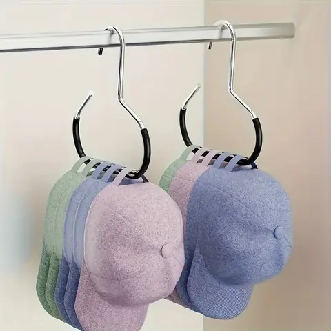 2-Pack New Hat Hangers, Single Rod Holds 8 High-Top Hats, Dorm Closet Baseball Cap Hooks, Multi-Functional Traceless Hook Display Rack, Hat Organizer