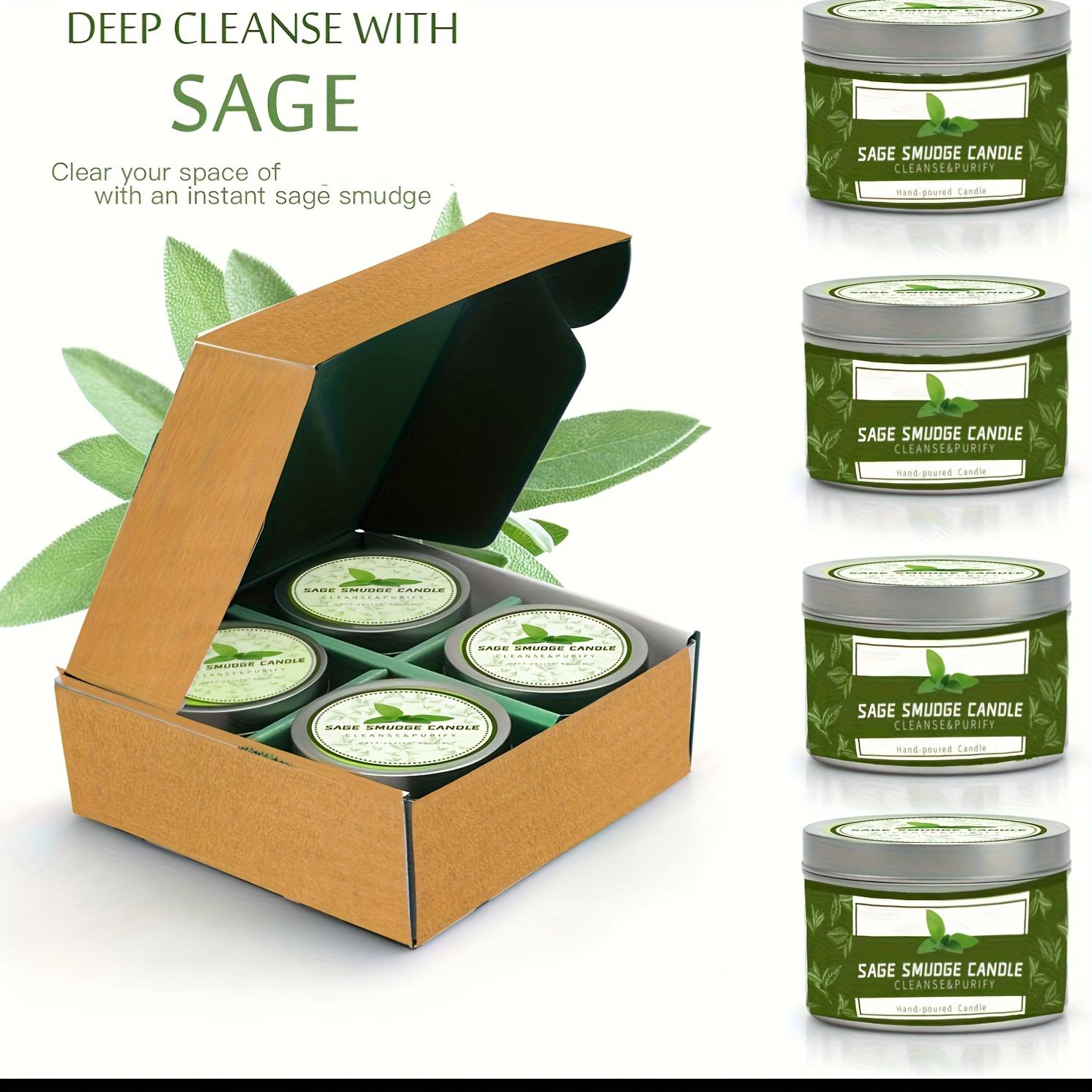 Sage & Palo Santo Purifying Aromatherapy Candle 2/4 Pack 3oz Soy Wax Tin Candle 24-Hour Long Burn Home Purification Meditation Housewarming Gift， decor