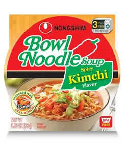 Nongshim Ramen Bowl Noodles, Premium Microwavable Noodle Soup, Spicy Kimchi Flavor, 3.03 oz