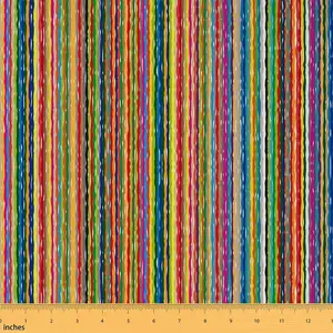 Upholstery Rainbow Stripes Fabric by The Yard,2 Yard,Geometric Reupholstery Fabric for Chairs,Modern Striped Art Fabric for DIY Projects