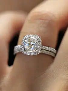 Elegant Zircon Square Stackable Rings Set, Perfect Engagement Wedding Bands, Stylish and Durable Jewelry for Women