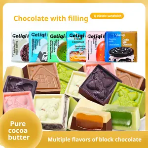 Geliqi TikTok  Chocolate Sandwich Cookies with Strawberry Yogurt & Matcha Flavors Pure Cocoa Butter White Chocolate Biscuits Snacks