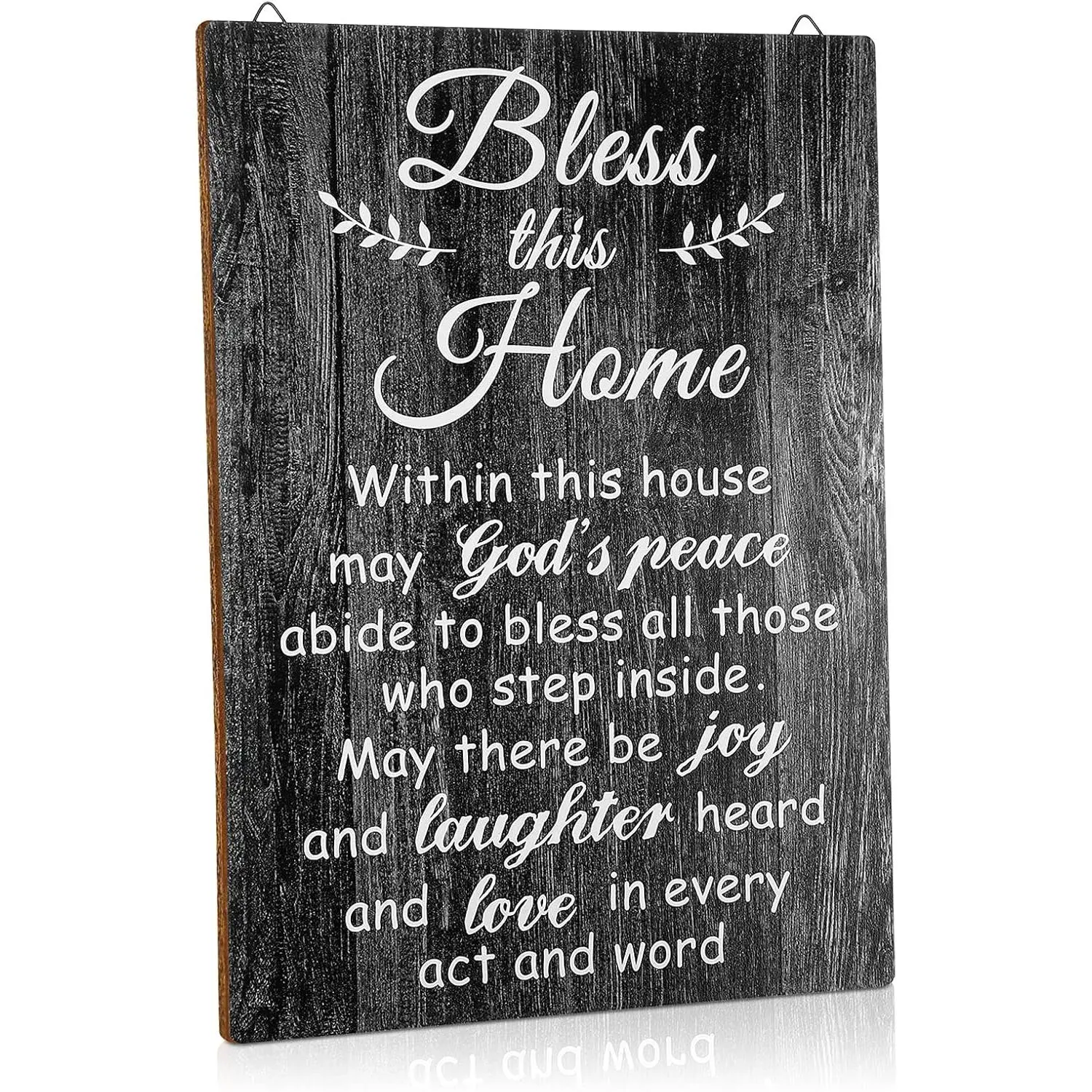 House Warming Gifts New Home Bless This Home Wall Decor House Blessing Plaque Farmhouse Entryway Sign Wood Rustic Sign for Living Room Bedroom Homeowner Gift Decor(13.8 x 11 Inches,Black)