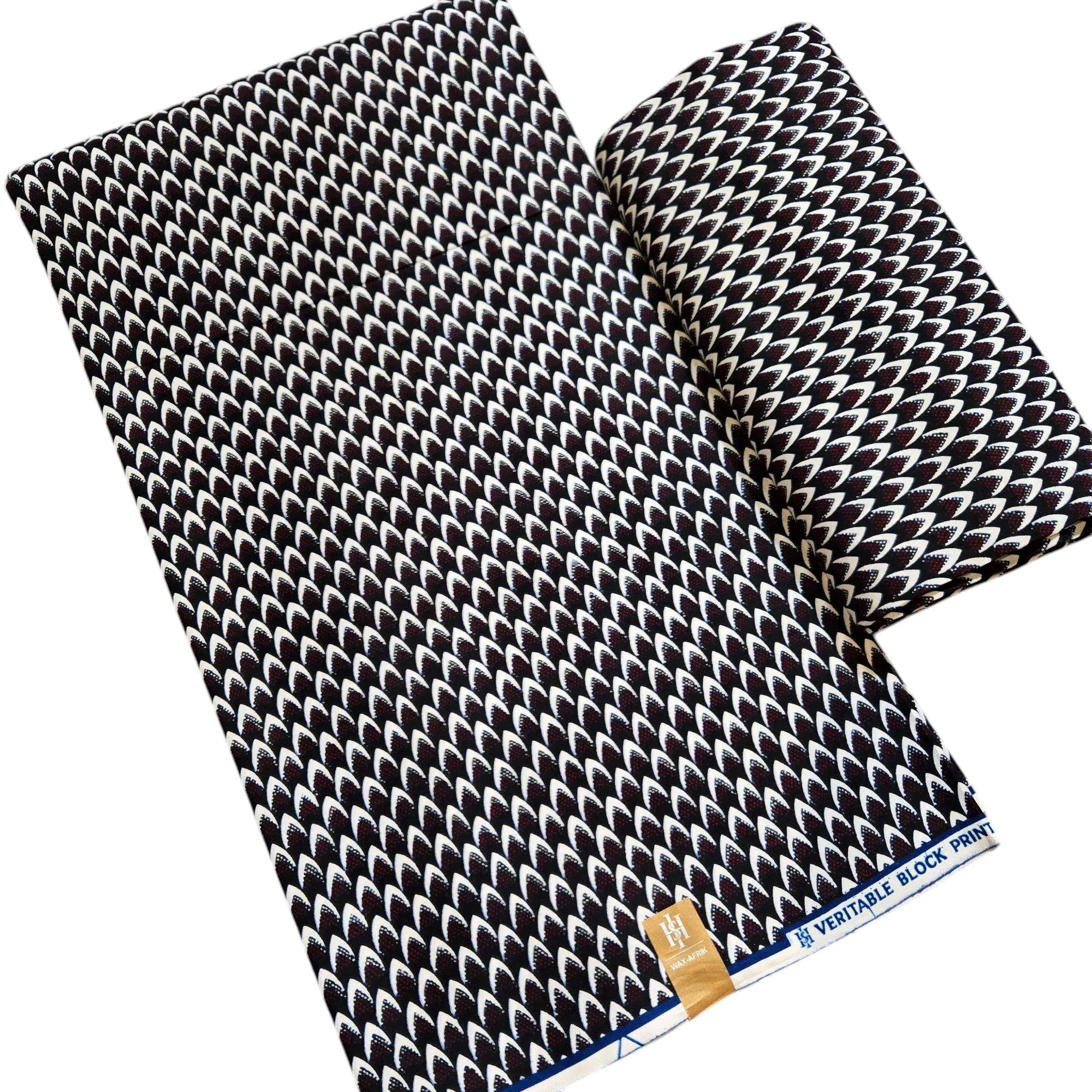 100% Cotton Black-White Fish Scale African Ankara Print Fabric AF388 - for Home, Room, House Decor, Headwrap Sewing Supplies