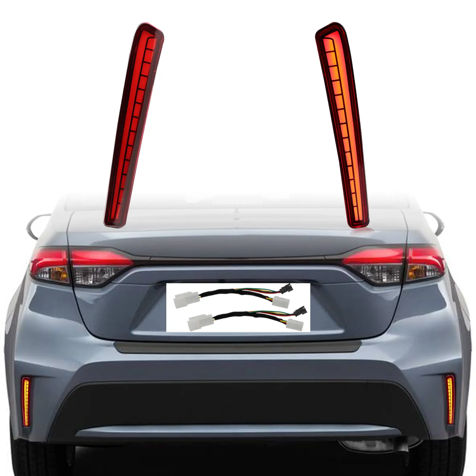 Red Lens LED Sequential Tail Lights for 2020-2025 Toyota Corolla L LE SE XLE XSE Nightshade | Plug & Play Bumper Reflector Replacement