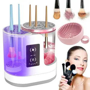 3 in 1 Electric Makeup Brush Cleaner and 1pc Silicone Makeup Brush Cleaning Bowl Scrubber, Dryer Automatic USB Cosmetic Brush Cleaner with Holder, Portable USB Deep Cleaning for All Size Beauty Makeup Brush Set, Blush Brush, Sponges