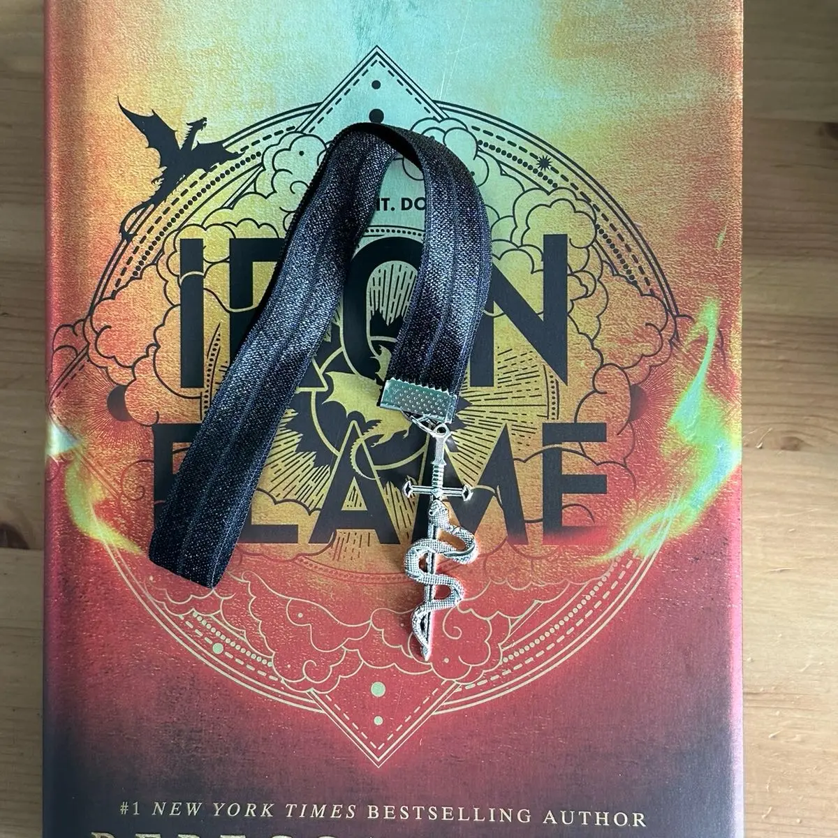 Elastic Bookmark snake and sword charm