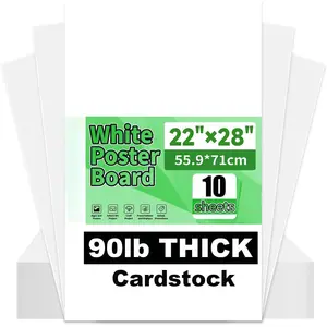 10 count White Poster Board 22"X28", 250 GSM Thickness Poster Paper, Glossy& Matte Side Large Posterboard, Poster Board Bulk For School Arts Crafts,Project Presentations,Drawing,Office,Displays,Signs