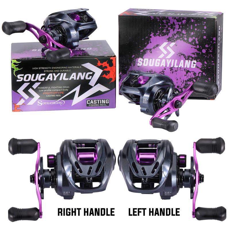 Sougayilang  Fishing Reel 7.2:1 High Speed Gear Ratio with 8+1 Ball Bearings for Freshwater and Saltwater Bait Casting Line Spool Teardrop Wheel