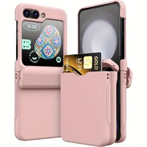 For Samsung Galaxy Z Flip 5 Case Cover with Card Holder, Full Body Protector with Hinge Phone Cover for Samsung Galaxy Z Flip 5 5G