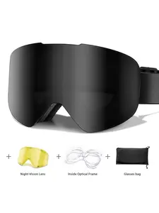 Ski Goggles with Uv400 Protection+ Night Vision Replacement Lenses, Anti-Fog, Interchangeable Magnetic Lenses, OTG-Friendly, Winter Sports Gear, Windproof Ski Goggles