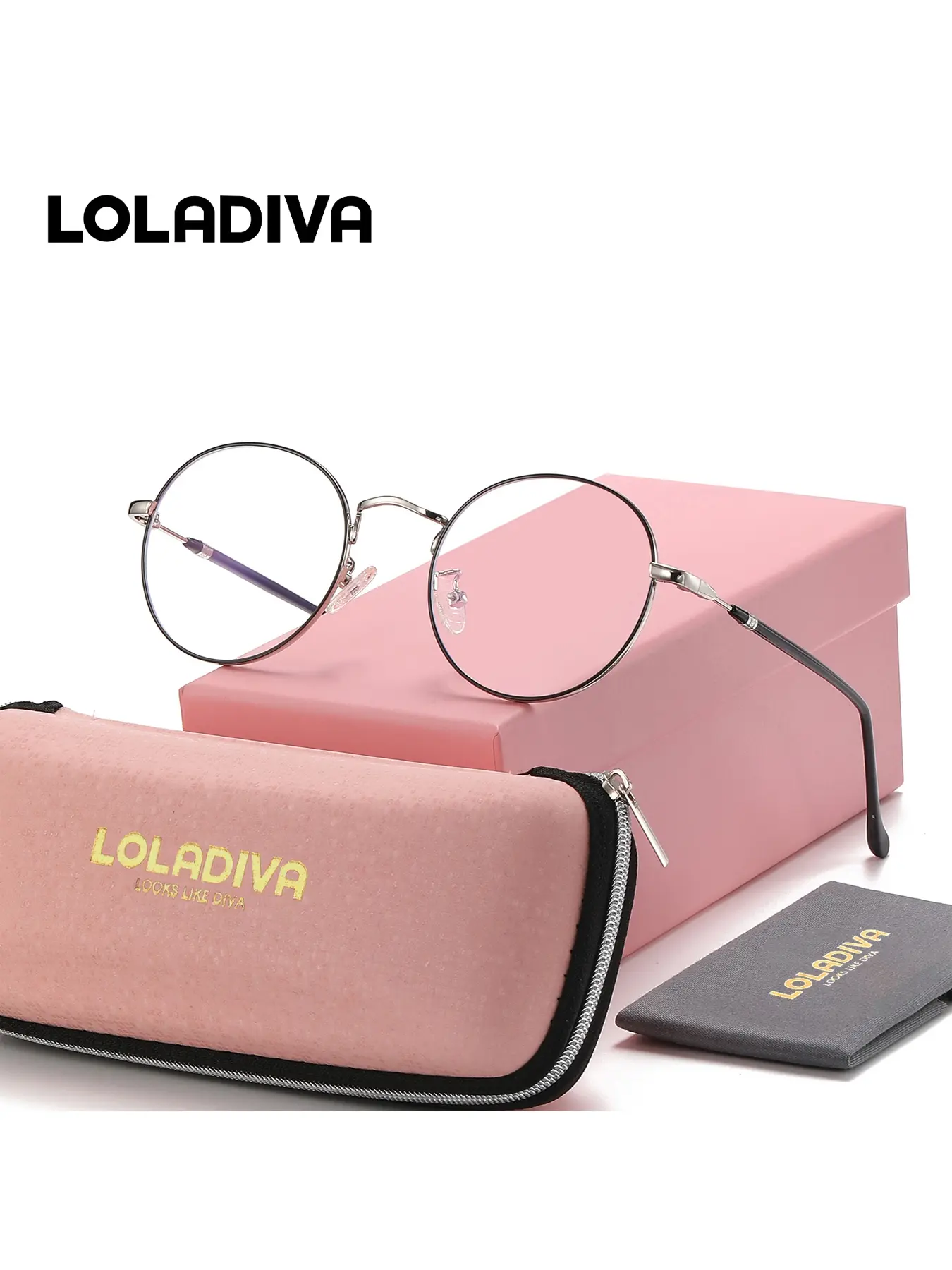 LOLADIVA 1 Piece Unisex Timeless Design Full Frame Plano Glasses Refined Functional Round Frame Plano Glasses Eyeglass Frames High Quality Eyewear