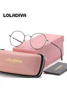 LOLADIVA 1 Piece Unisex Timeless Design Full Frame Plano Glasses Refined Functional Round Frame Plano Glasses Eyeglass Frames