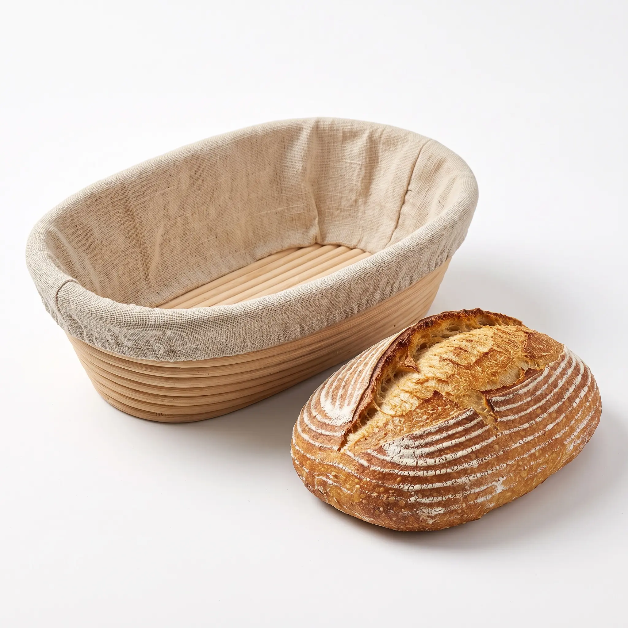 Banneton Bread Proofing Basket, Sourdough Bread Kit, 7" Oval Rattan, Banneton Basket,Sourdough Proofing Basket,Bread Bowl Handmade Rattan Baskets and Liners for Professional & Home Sourdough Bread Baking