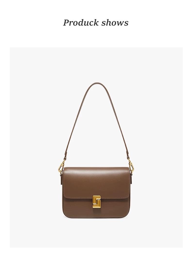 Genuine Leather Tofu Square Bag 2026 New Arrival, Women's Vintage Underarm Bag, Commute Handbag, Luxury Minimalist Shoulder & Crossbody Bag