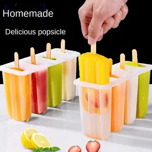 2pcs Easy to Clean 4-chamber Popsicle Mold - A Reusable DIY Popsicle Maker Suitable for Summer Desserts. The Popsicle Mold Comes with A Lid and Is A Cute Home Popsicle and Ice Cream Mold Kitchen Utensils