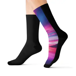 Vibrant Sunset Sublimation Socks, Colorful Athletic Socks, Gift for Her, Unique Fashion Accessories, Cozy Socks for All Occasions, Stylish Comfort Polyester Unisex Spandex Womenswear Flat Fit Fleece