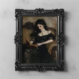 Dark Romance Printing, Victorian Lady Reading Room Art Printable, Vintage Victorian Decor, Elegant Victorian Wall Art, Gothic Dark Academia, Room Decor, Unframed