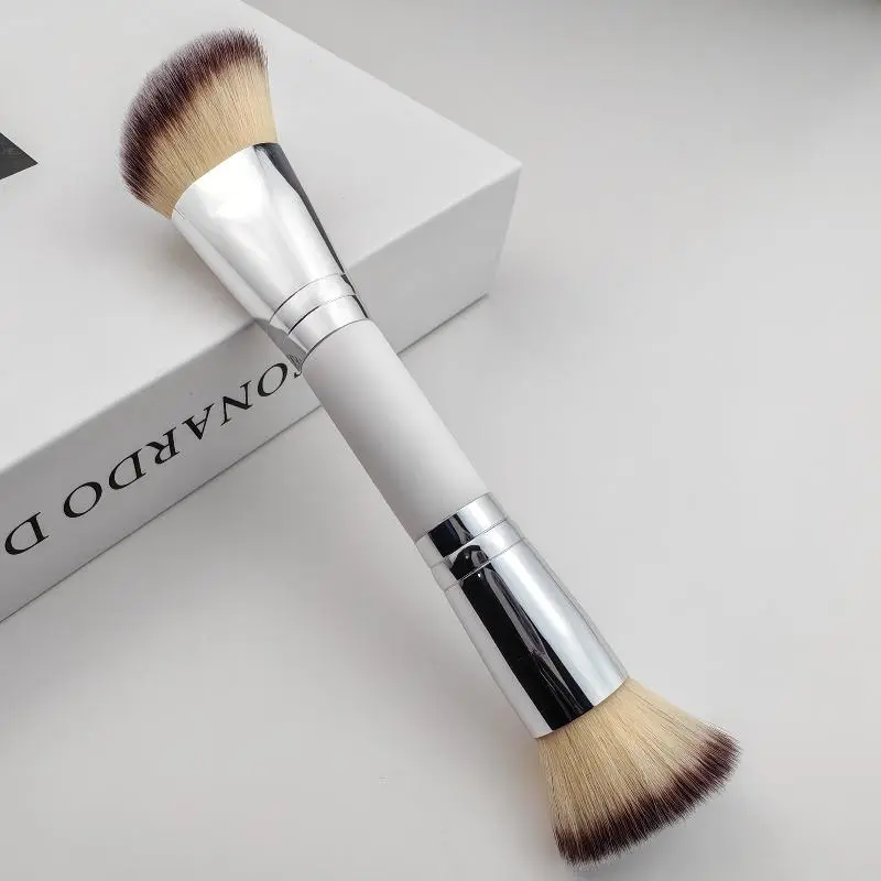 Dual-head dual-purpose foundation blush contouring brush, soft-bristled beauty tool, loose brush makeup brush, professional-grade multi-functional facial brush, portable travel makeup brush set, Beauty Duo Brush