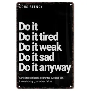 Daily Reminder "Do It Anyway" Metal Sign - Modern Vintage Wall Art for Dorm, Study Room & Home Office (12x8")