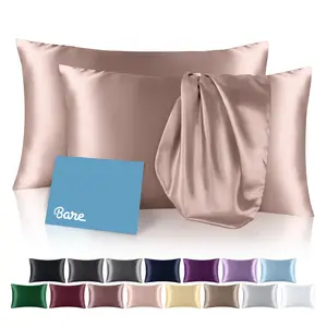 Bare Home Satin Pillowcase Set Zipper Closure Pink Bed Sheets Bare Home Satin Pillowcase Set Zipper Closure Pink Bed Sheets