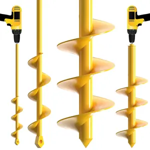 Garden Auger Drill Bit for Planting - Pack of (2) - 1.6 x 16.5 Inch & 3.5 x 16 Inch, Ground Spiral Drill Bit & Bulb Planter Tool, Bedding , Umbrella Holes- Fit with 3/8" Hex Drive Drill