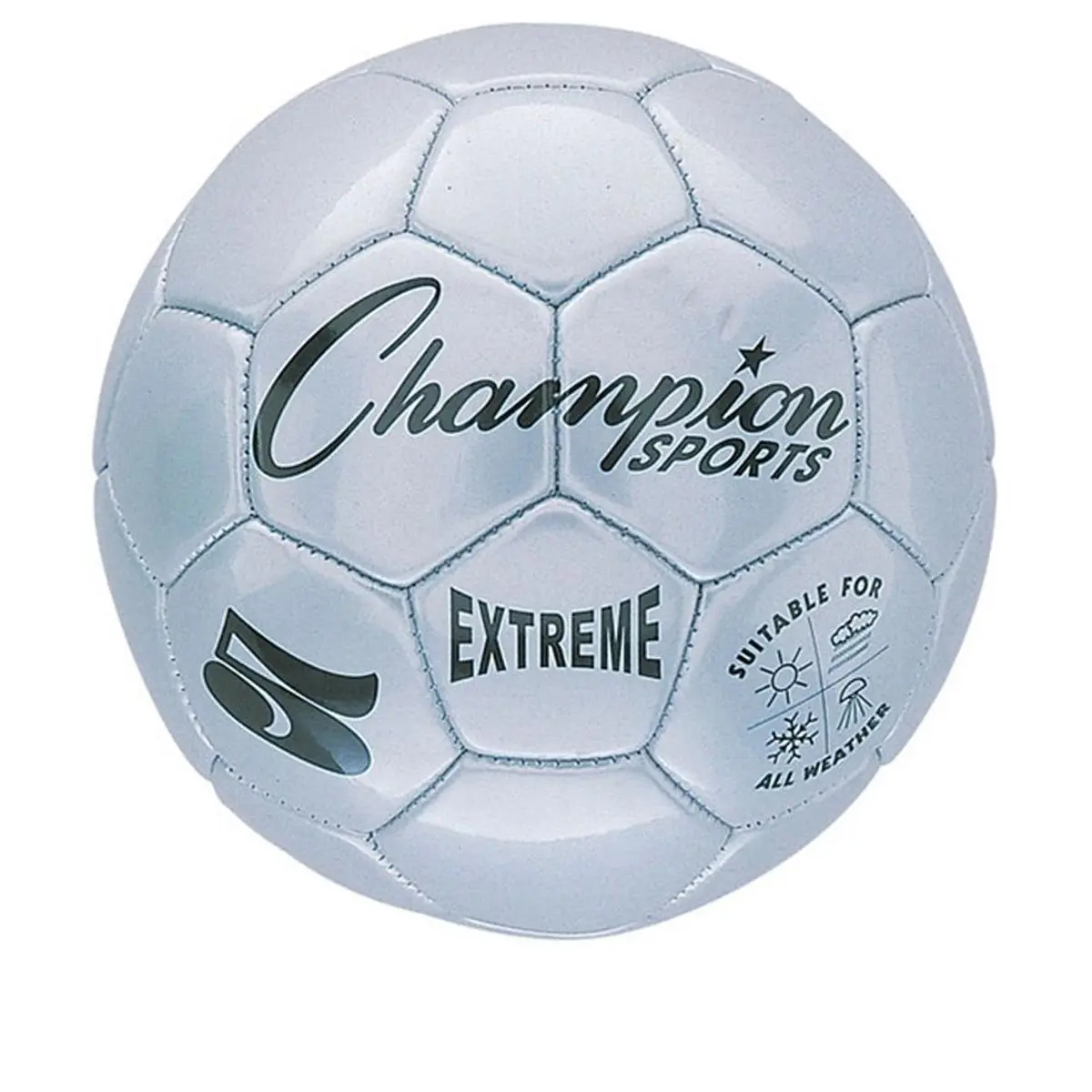 CHAMPION Extreme Series High-Quality Size 5 Soccer Ball - Paneled Design for Team Training, Silver Regulation Balls for Fitness Enthusiasts