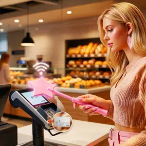 Contactless Tap to Pay Credit Card Wand – 14.2" Secure Credit Card Holder & Debit Card Holder, Easy Drive Thru Payment Tool for Women with Long Nails, Wallet Accessory Gift for Coffee Shops & Fast Food