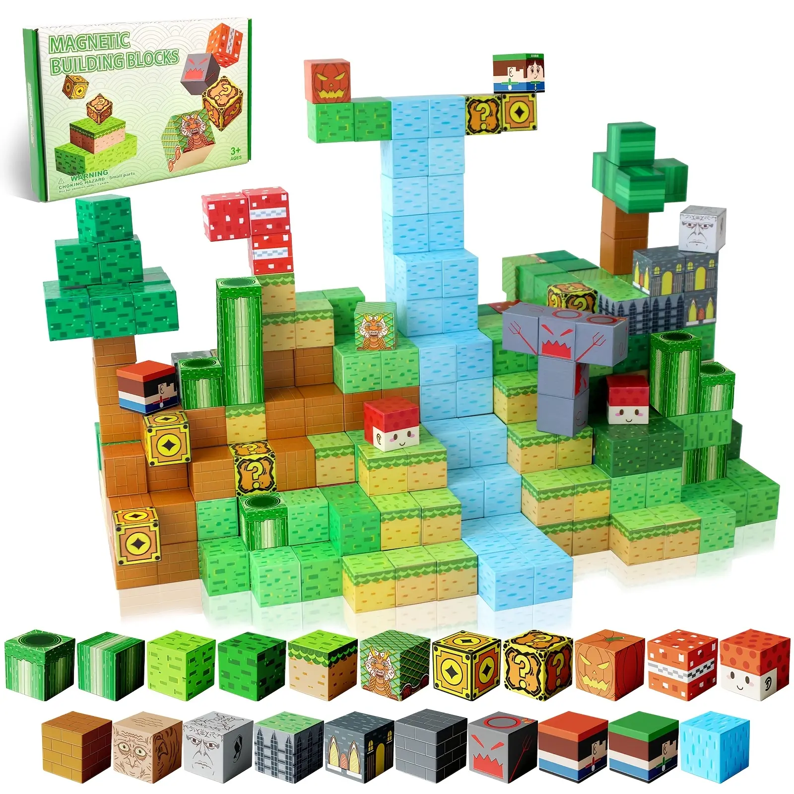 110pcs Magnetic Block Toys, Build My Magnetic World Set, STEM Montessori Sensory Toys Magnetic Blocks, Safe Creative Toys, Preschool Toys, Christmas Blocks, Construction Toys.