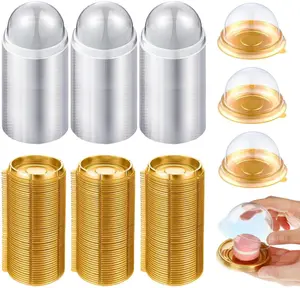 200 Packs Mini Bundt Cake Containers, Clear Plastic Small Cake Boxes with Dome Lids Mini Cupcake Boxes, Dome Muffin Single Container for Cookies Cheesecake Mooncake