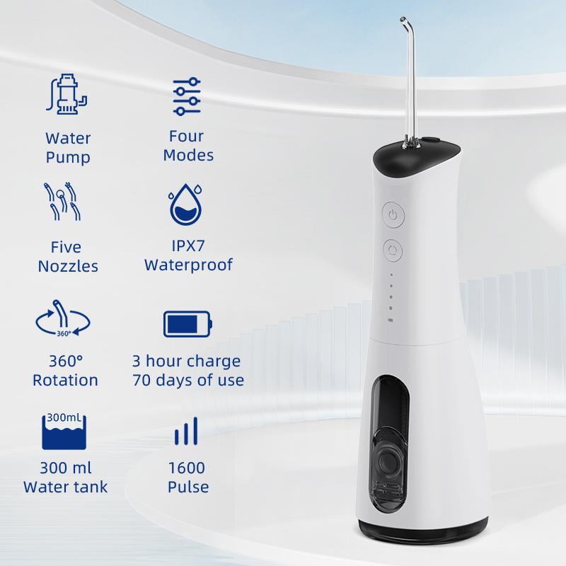 Wireless Portable Oral Irrigator - Water Flosser Includes 5 Nozzles Rechargeable  IPX7 Waterproof - Teeth Cleaning Water Flosser - Dental Care Kit | Portable Oral Care Product Ideal for Braces Wearers and Travel