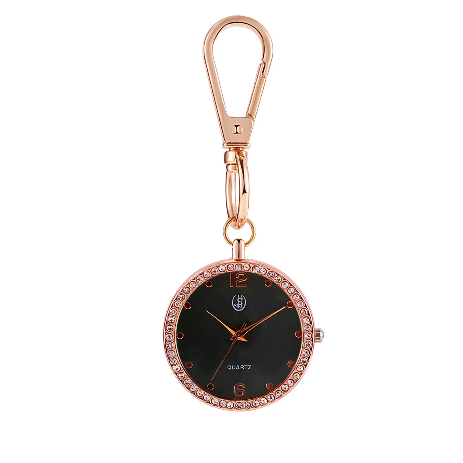 OIDEA Diamond-Edge Faceted Pocket Watch, Unisex Decorative Alloy Carabiner Fob Watch with Quartz Movement for Backpacks, Decorative Engraved Pocket & Fob Watches