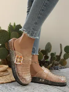 Women's Summer Casual Slip-On Sandals, New Open Toe Half Slippers with Buckle Closure, Thick Sole Comfortable Footwear