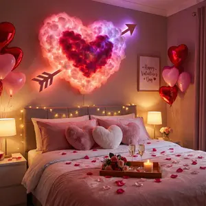 DIY romantic couple ambient light, LED cloud light strip with music rhythm, vivid glow, perfect for Valentine’s Day gifts, offices, parties, cafés, and hotels, dynamic visual effects | Bedroom ambiance | Decorative light | Includes a 5 m light strip kit.