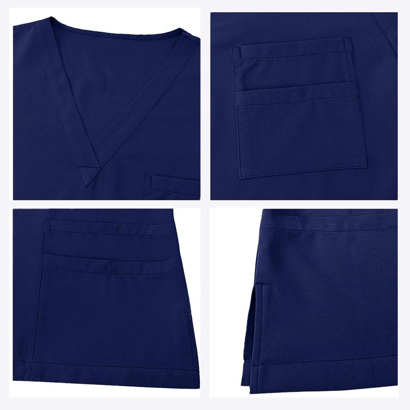 Scrub Tops for Men Women V-Neck Scrubs Unisex Stretch Nursing Shirts Medical Uniform Workwear with 3 Pockets
