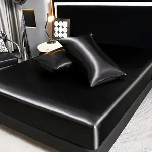 Silky Satin Bedding Set 2/3 Pieces, Dustproof Mattress Protector Cover, Breathable Sheet, Cool Smooth for Bedroom Dorm Hotel, Multiple Sizes Available