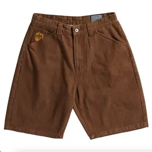 Spitfire Bighead Denim Shorts - Relaxed Fit, Black, Cotton, Embroidered, Brown Option Fashion Clothing Accessory