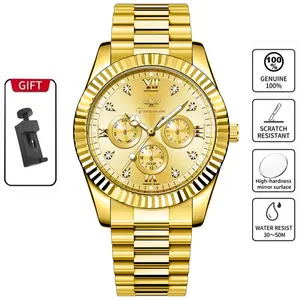 FERHMEN men's luxurious business formal watch, with a round gold dial, quartz movement, waterproof and luminous design. Suitable for various occasions. A great choice for your boyfriend's outfit at a gathering.