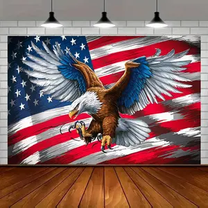 1pc 2D Flat Eagle American Flag Polyester Party Banner Patriotic Wall Decor with Majestic Eagle & Vibrant Flag Design Perfect for Home Room and Event Photo Backdrops American Flag Decor Ornaments