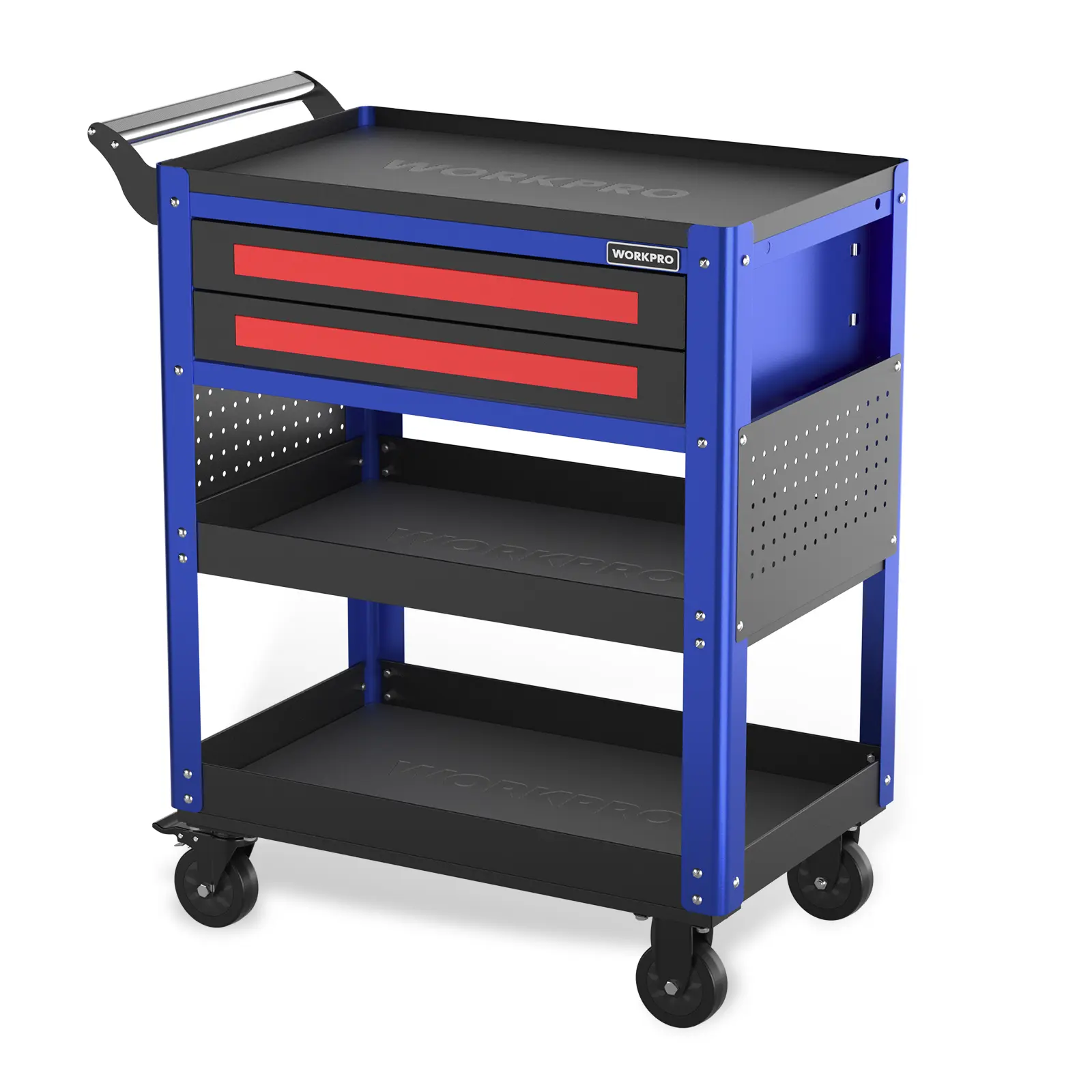 #backtoschool WORKPRO Premium 28" 2-Drawer Rolling Tool Cart, Heavy Duty Utility Industrial Service Cart Storage Organizer with Wheels and Locking System, for Mechanic, Warehouse, Garage, Workshop, 400 lbs Load